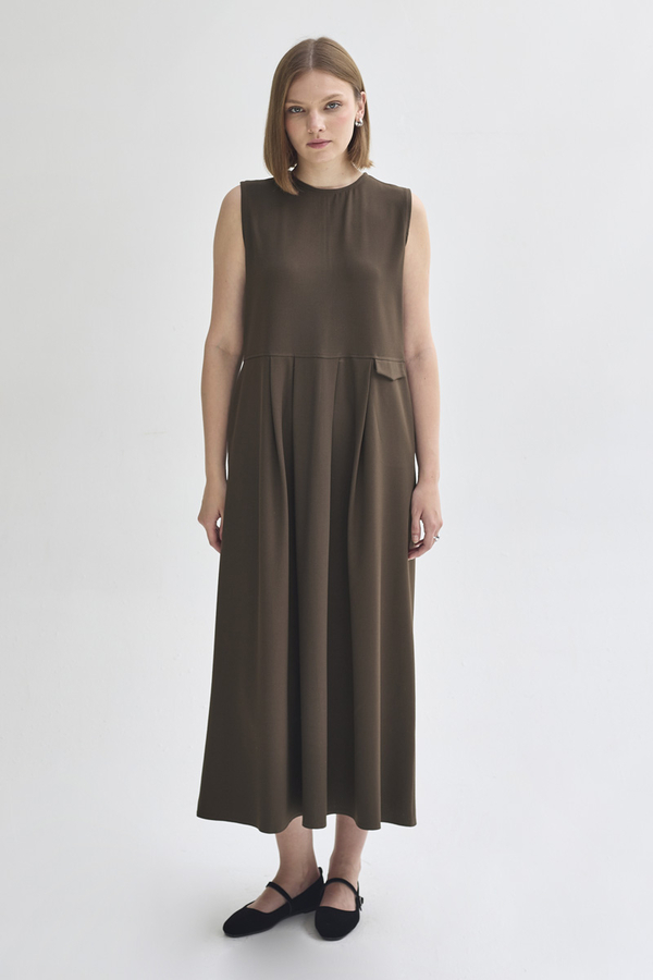 Pleated Yoke Dress Anthracite - 1