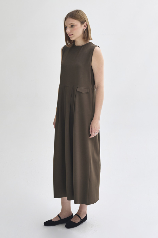 Pleated Yoke Dress Anthracite - 3