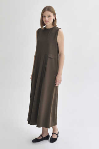 Pleated Yoke Dress Anthracite - 4