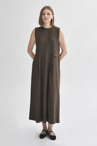 Pleated Yoke Dress Anthracite - 6