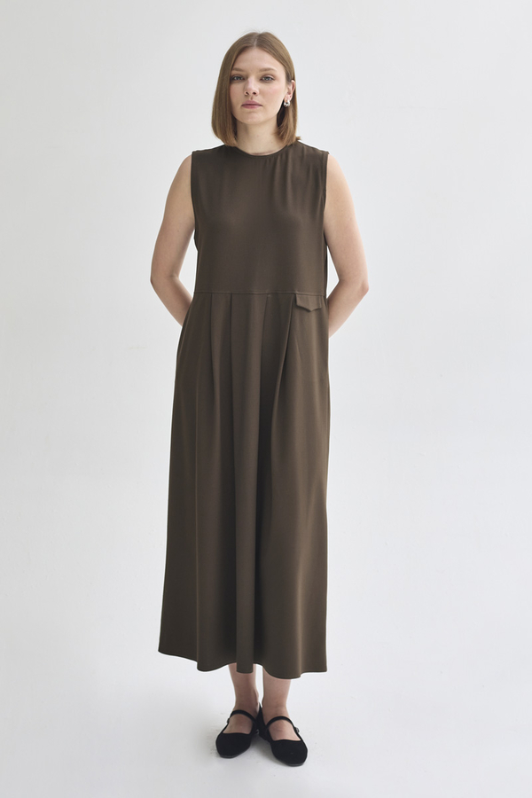 Pleated Yoke Dress Anthracite - 6