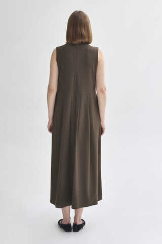 Pleated Yoke Dress Anthracite - 7