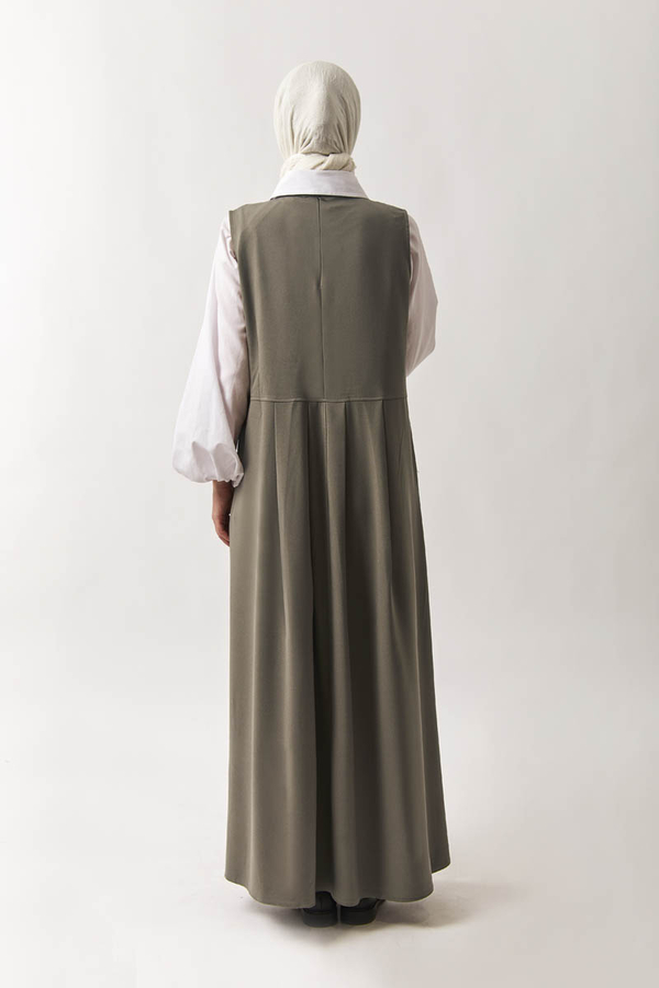 Pleated Yoke Dress Sage Green - 11