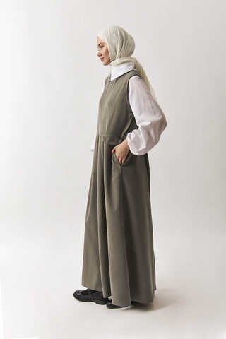 Pleated Yoke Dress Sage Green - 4