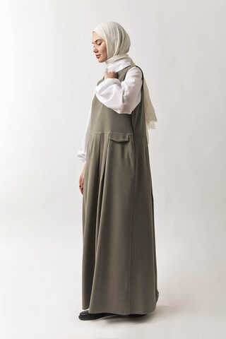 Pleated Yoke Dress Sage Green - 5