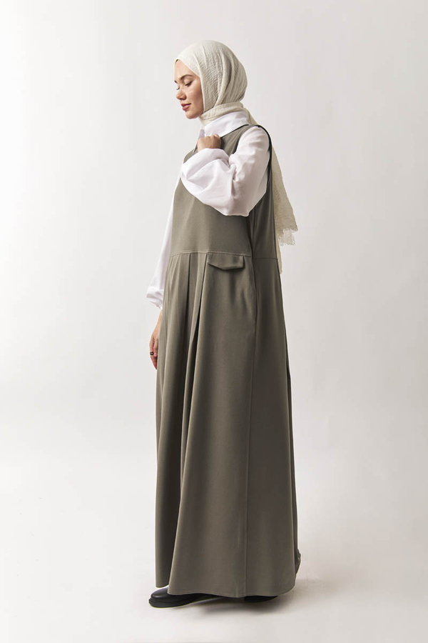 Pleated Yoke Dress Sage Green - 5