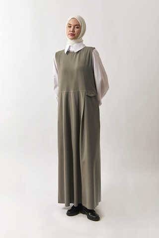 Pleated Yoke Dress Sage Green - 6