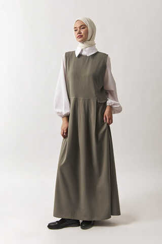 Pleated Yoke Dress Sage Green - 2