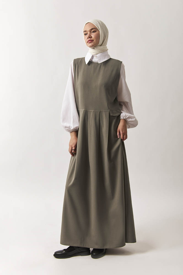 Pleated Yoke Dress Sage Green - 2