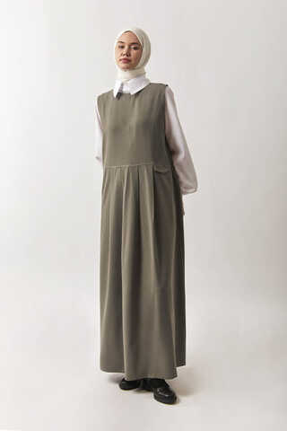 Pleated Yoke Dress Sage Green - 8
