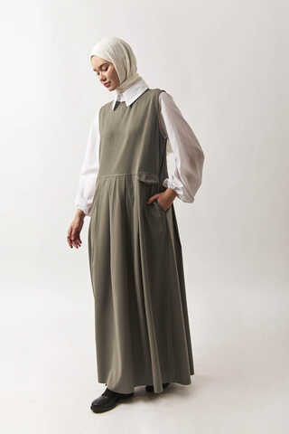 Pleated Yoke Dress Sage Green - 10