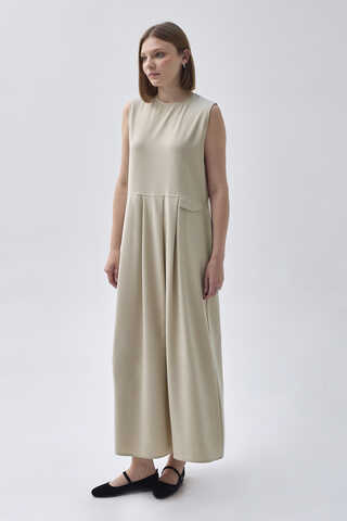 Pleated Yoke Dress Stone - 5