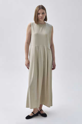 Pleated Yoke Dress Stone - 6