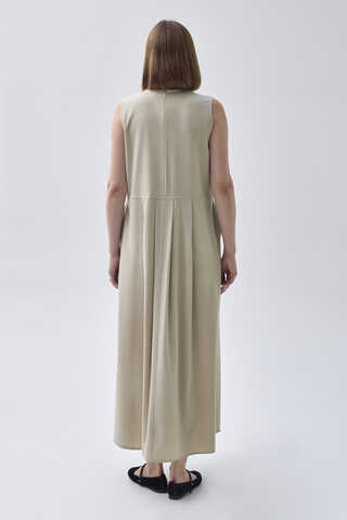 Pleated Yoke Dress Stone - 7