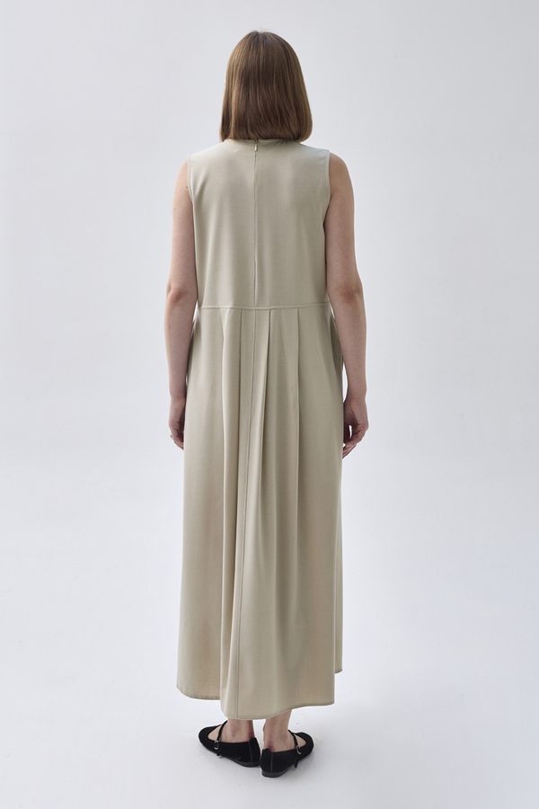 Pleated Yoke Dress Stone - 7
