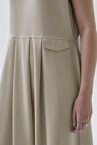 Pleated Yoke Dress Stone - 8