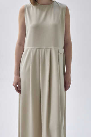 Pleated Yoke Dress Stone - 9