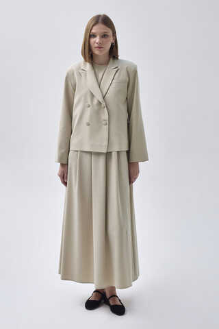 Pleated Yoke Dress Stone - 2