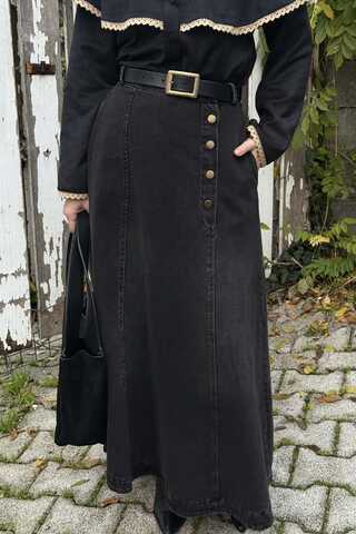 Pocket Detail Denim Skirt Black - 3