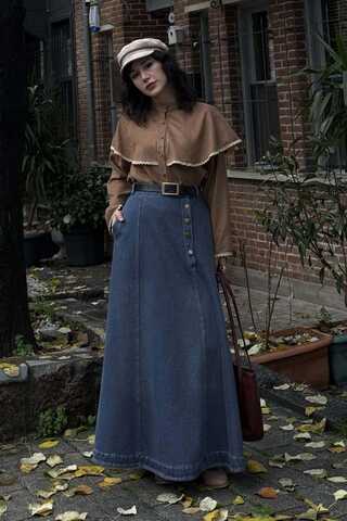 Pocket Detail Denim Skirt Light Blue - 7