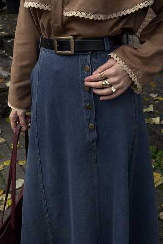 Pocket Detail Denim Skirt Light Blue - 5