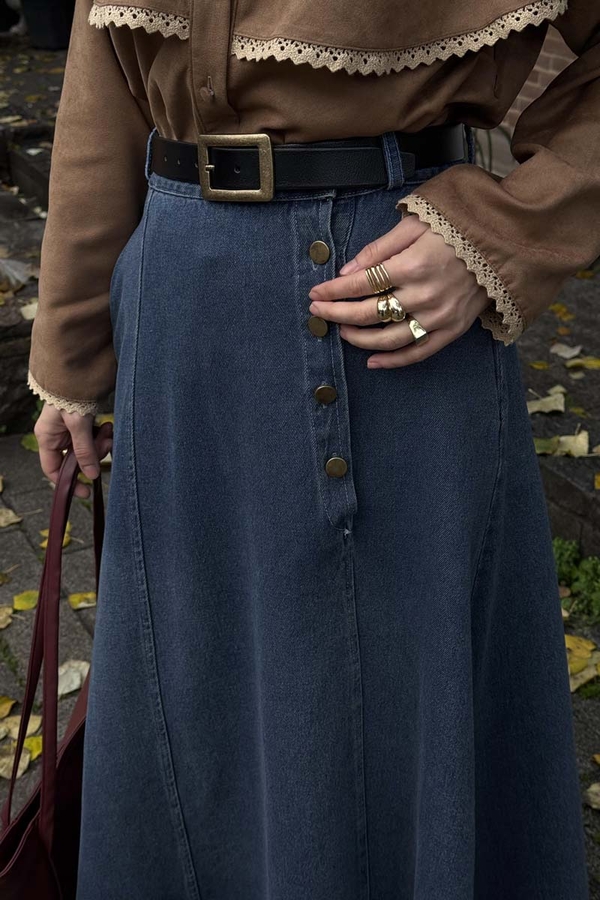 Pocket Detail Denim Skirt Light Blue - 5