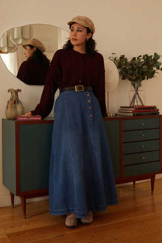 Pocket Detail Denim Skirt Light Blue - 3