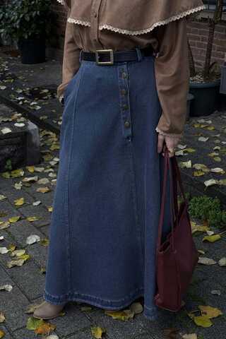 Pocket Detail Denim Skirt Light Blue - 9