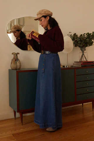 Pocket Detail Denim Skirt Light Blue - 4