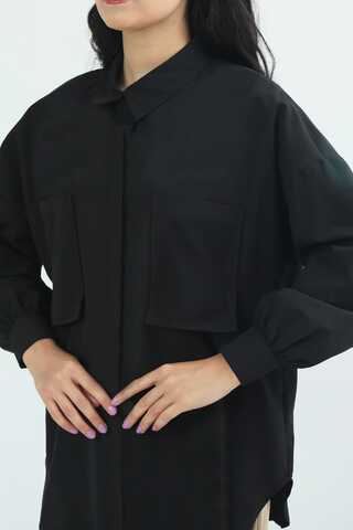 Pocket Oversized Shirt Black - 3