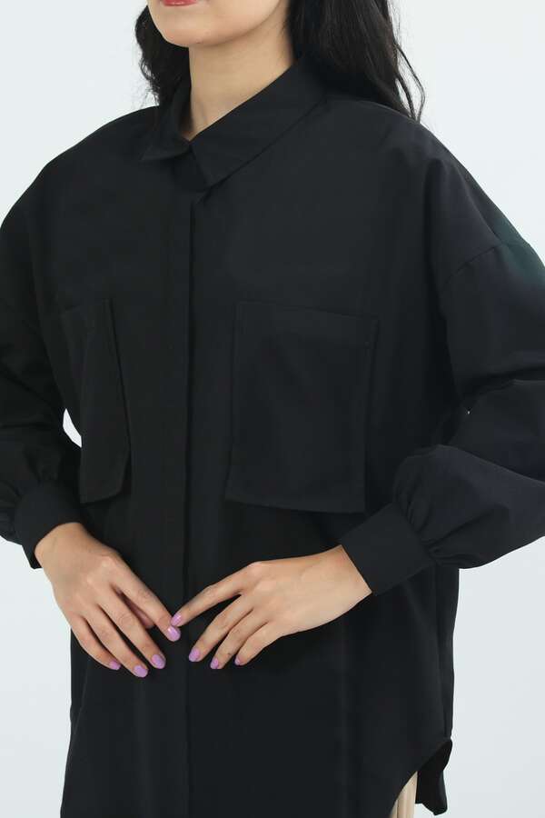 Pocket Oversized Shirt Black - 3