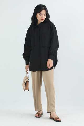 Pocket Oversized Shirt Black - 4