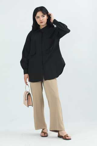Pocket Oversized Shirt Black - 5