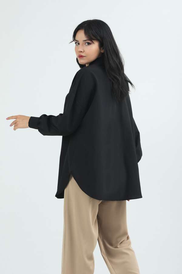 Pocket Oversized Shirt Black - 6