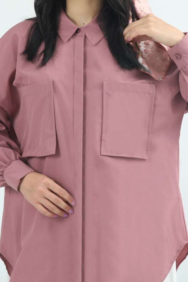 Pocket Oversized Shirt Dried Rose - 2