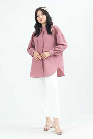 Pocket Oversized Shirt Dried Rose - 1