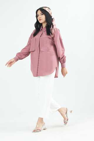 Pocket Oversized Shirt Dried Rose - 3