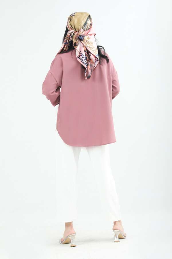 Pocket Oversized Shirt Dried Rose - 4