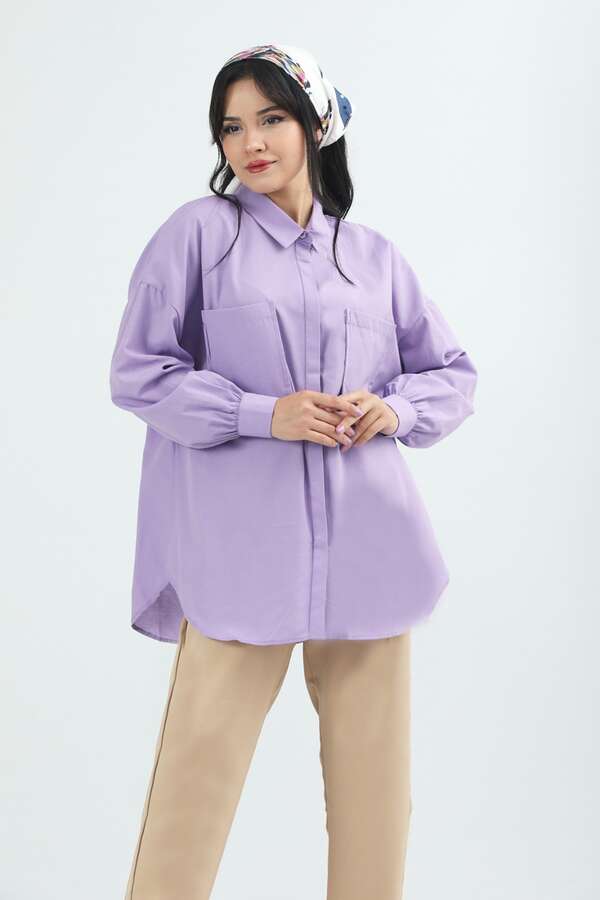 Pocket Oversized Shirt Lilac - 3