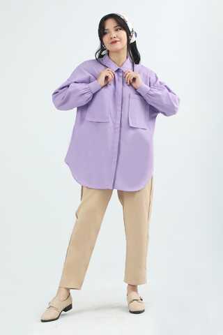Pocket Oversized Shirt Lilac - 4