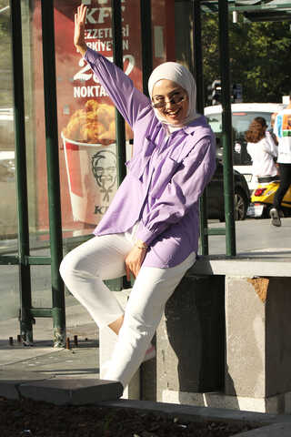 Pocket Oversized Shirt Lilac - 2
