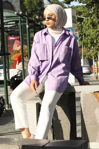 Pocket Oversized Shirt Lilac - 1