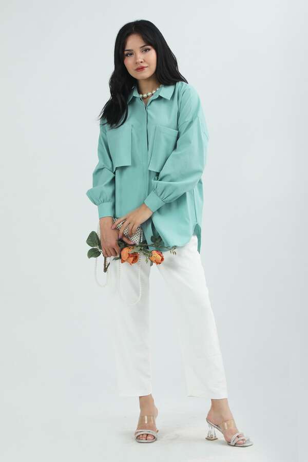 Pocket Oversized Shirt Mint - 2