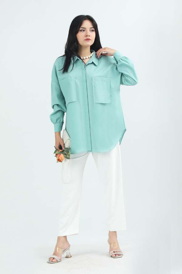 Pocket Oversized Shirt Mint - 3