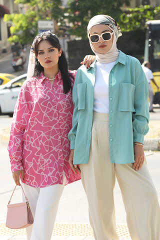 Pocket Oversized Shirt Mint - 1