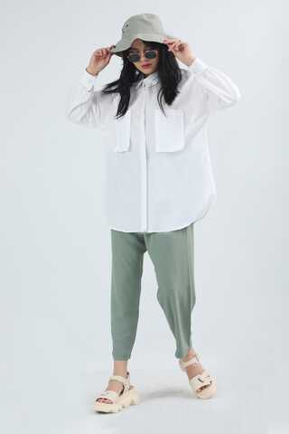 Pocket Oversized Shirt White - 5