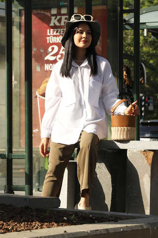 Pocket Oversized Shirt White - 2
