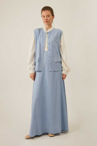 Pocketed Viscose-Linen Set – Baby Blue - 3