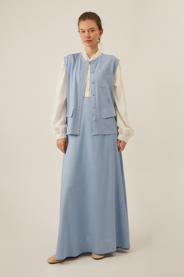 Pocketed Viscose-Linen Set – Baby Blue - 3