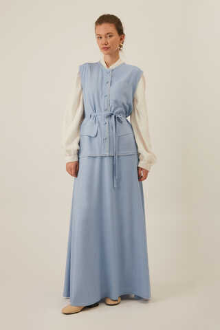 Pocketed Viscose-Linen Set – Baby Blue - 1